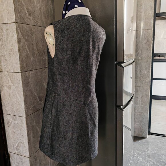 Self-portrait Gray checkered scarf, gray dress - Picture 4 of 11